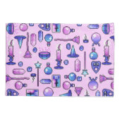 ウィッチピンクパープルピクセルアートパターン 枕カバー (裏面-左)