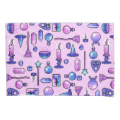 ウィッチピンクパープルピクセルアートパターン 枕カバー (正面左)