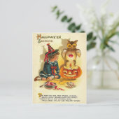 ウィッチフクロウハロウィーンのカボチャのちょうちんカボチャ ポストカード (スタンド正面)