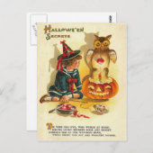 ウィッチフクロウハロウィーンのカボチャのちょうちんカボチャ ポストカード (正面/裏面)