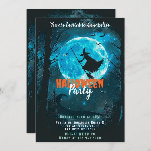 ウィッチフルムーンこうもりフォレストハローウィンパーティ 招待状 (正面/裏面)