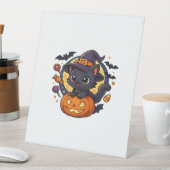 ウィッチフレンドリーハットキャットキュートパステルかわいいハロー 台座サイン (インサイチュ)