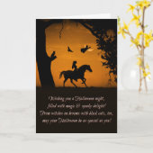 ウィッチブラックキャットウスフクロウレイヴンハッピーハローウィン カード (黄色い花)