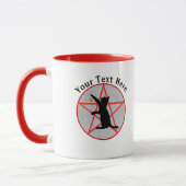 ウィッチブラックキャットオンペンタグラムグレーインサークル マグカップ (左)