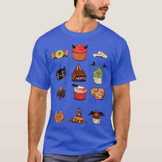 ウィッチブラックキャットカップケーキアイボールスパイダーこうもりハロー Tシャツ