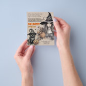 ウィッチブラックキャットハローウィンパーティ詩招待状 チラシ (手)