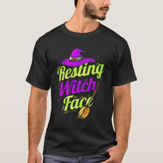 ウィッチブルームハロウィーンレストランキングウィッチ顔 Tシャツ
