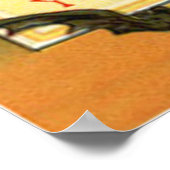 ウィッチブロム飛んでいるハロウィーンのカボチャのちょうちんブラックキャットこうもり ポスター (角)