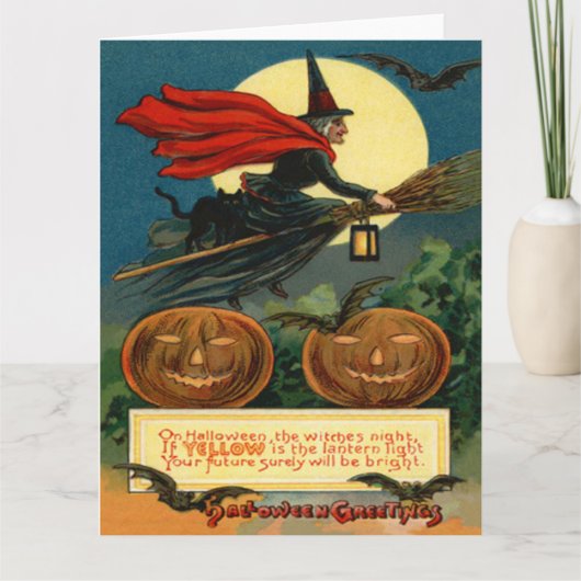 ウィッチブロム飛んでいるブラックキャットこうもり カード (正面)