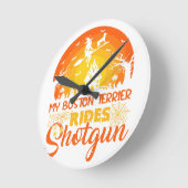 ウィッチマイボストンテリアライドShotgunハロウィン ラウンド壁時計 (傾斜)