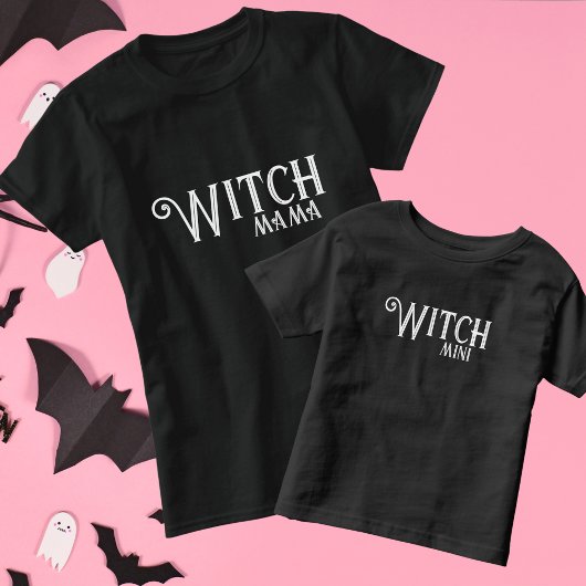 ウィッチミニブラックハロウィーンママと私のマッチング トドラーTシャツ