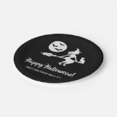 ウィッチミニマルガールブラックアンドホワイトハローウィンパーティ ペーパープレート (アングル)