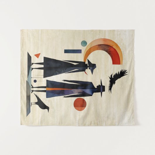 ウィッチモダン-抽象芸術アートワーク2 – ファンおもしろい タペストリー (正面(横))