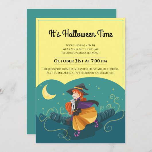 ウィッチモンスターマッシュハローウィンパーティ 招待状 (正面/裏面)
