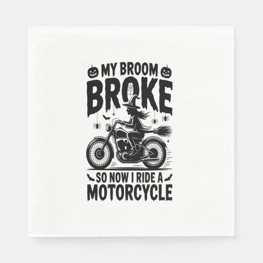 ウィッチライディングオートバイハロウィーン スタンダードランチョンナプキン (正面)