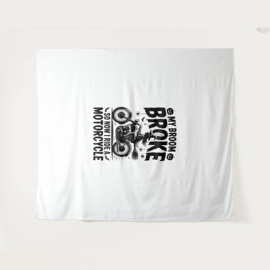 ウィッチライディングオートバイハロウィーン タペストリー (正面(横))