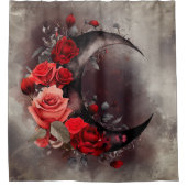 ウィッチリー | ゴシック風の赤いバラが咲く三日月 シャワーカーテン (正面)