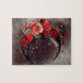 ウィッチリー | ゴシック風の赤いバラが咲く三日月 ジグソーパズル (横)