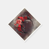 ウィッチリー | ゴシック風の赤いバラが咲く三日月 スタンダードカクテルナプキン (角)
