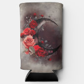 ウィッチリー | ゴシック風の赤いバラが咲く三日月 スリム缶クーラー (正面)
