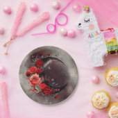 ウィッチリー | ゴシック風の赤いバラが咲く三日月 ペーパープレート (パーティー)