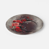 ウィッチリー | ゴシック風の赤いバラが咲く三日月 ペーパープレート (アングル)