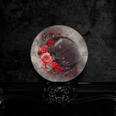 ウィッチリー | ゴシック風の赤いバラが咲く三日月 ラウンド壁時計