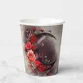 ウィッチリー | ゴシック風の赤いバラが咲く三日月 紙コップ (裏面)