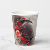 ウィッチリー | ゴシック風の赤いバラが咲く三日月 紙コップ (正面)