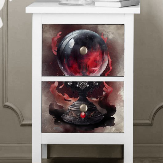 ウィッチリー | スモーキーレッド宝石で飾られた魔法のクリスタルボール 薄葉紙