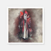 ウィッチリー | ダーク邪悪なゴシック様式の影を持つ赤い魔女 スタンダードカクテルナプキン (正面)
