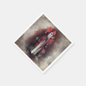 ウィッチリー | ダーク邪悪なゴシック様式の影を持つ赤い魔女 スタンダードカクテルナプキン (角)