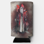 ウィッチリー | ダーク邪悪なゴシック様式の影を持つ赤い魔女 スリム缶クーラー (裏面)