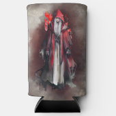 ウィッチリー | ダーク邪悪なゴシック様式の影を持つ赤い魔女 スリム缶クーラー (正面)