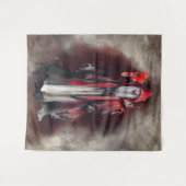 ウィッチリー | ダーク邪悪なゴシック様式の影を持つ赤い魔女 タペストリー (正面(横))