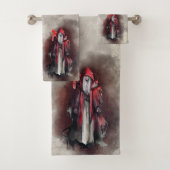 ウィッチリー | ダーク邪悪なゴシック様式の影を持つ赤い魔女 バスタオルセット (インサイチュ)