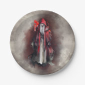 ウィッチリー | ダーク邪悪なゴシック様式の影を持つ赤い魔女 ペーパープレート (正面)