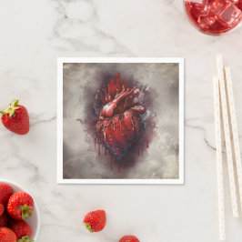 ウィッチリー | 赤と金ゴールドの点滴を持つハート スタンダードカクテルナプキン