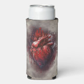 ウィッチリー | 赤と金ゴールドの点滴を持つハート スリム缶クーラー (Seltzer正面)