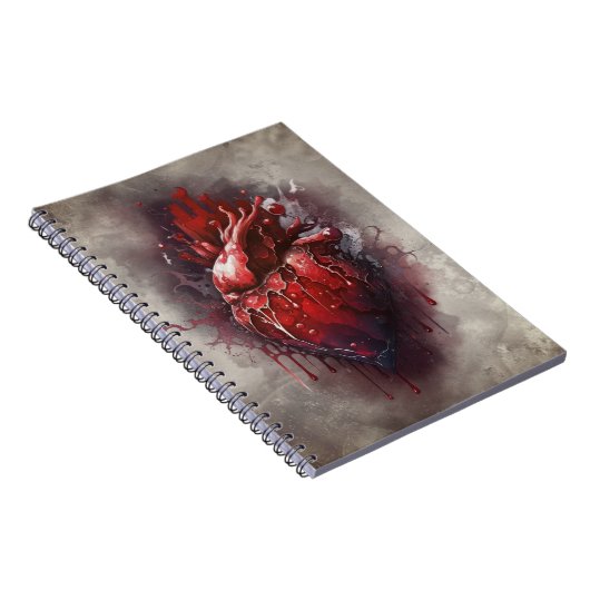 ウィッチリー | 赤と金ゴールドの点滴を持つハート ノートブック (右側)
