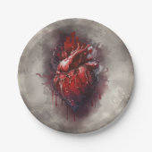 ウィッチリー | 赤と金ゴールドの点滴を持つハート ペーパープレート (正面)