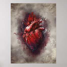 ウィッチリー | 赤と金ゴールドの点滴を持つハート ポスター
