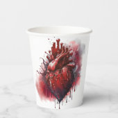 ウィッチリー | 赤と金ゴールドの点滴を持つハート 紙コップ (裏面)