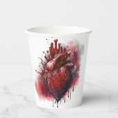 ウィッチリー | 赤と金ゴールドの点滴を持つハート 紙コップ (正面)