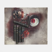 ウィッチリー | 魔法アイテムスペルブックとクリスタルボール フリースブランケット (正面(横))