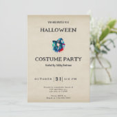 ウィッチレインボーヘアカラフルヴィンテージハロウィン 招待状 (スタンド正面)