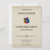 ウィッチレインボーヘアカラフルヴィンテージハロウィン 招待状 (正面)