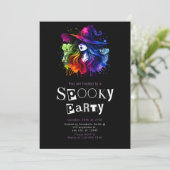 ウィッチレインボーモダンミニマリストハローウィンパーティ 招待状 (スタンド正面)