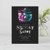 ウィッチレインボーモダンミニマリストハローウィンパーティ 招待状 (スタンド正面)