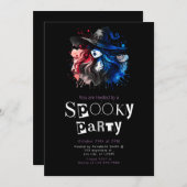 ウィッチレインボーモダンミニマリストハローウィンパーティ 招待状 (正面/裏面)